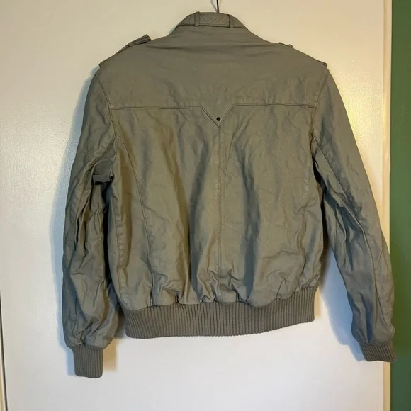 Vintage Blue Gray Etienne Aigner Leather Motorcycle Jacket Size 12 - Picture 4 of 5